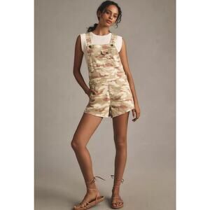 NWT Anthropologie Pilcro Camo Overalls Romper $118 SMALL Green